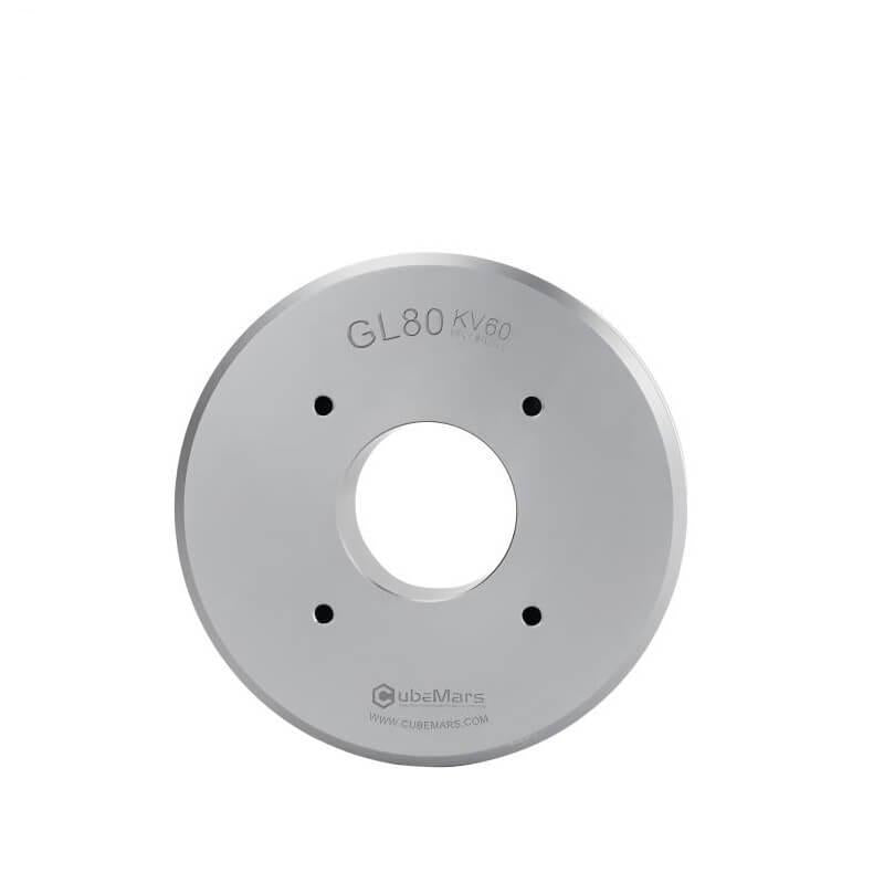 CubeMars GL80 hollow shaft motor front face, GL80 KV60 marking with central bore and mounting holes