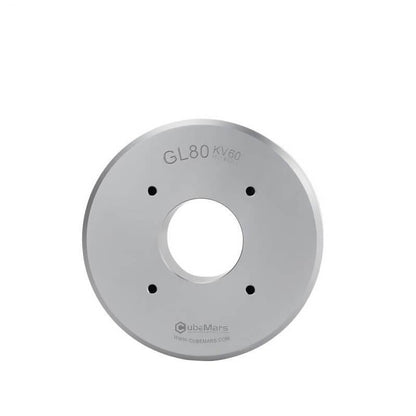 CubeMars GL80 hollow shaft motor front face, GL80 KV60 marking with central bore and mounting holes