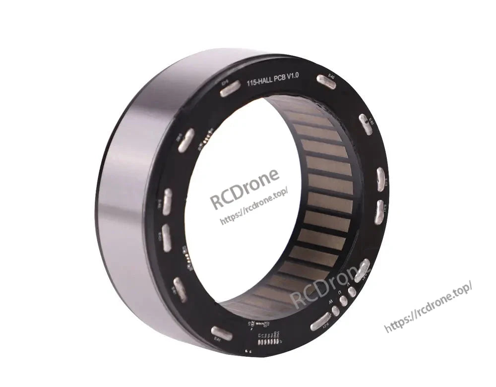 CubeMars RI115-PH KV40 frameless inrunner motor delivers 48V, 5.5Nm torque, 1430RPM, high torque density.