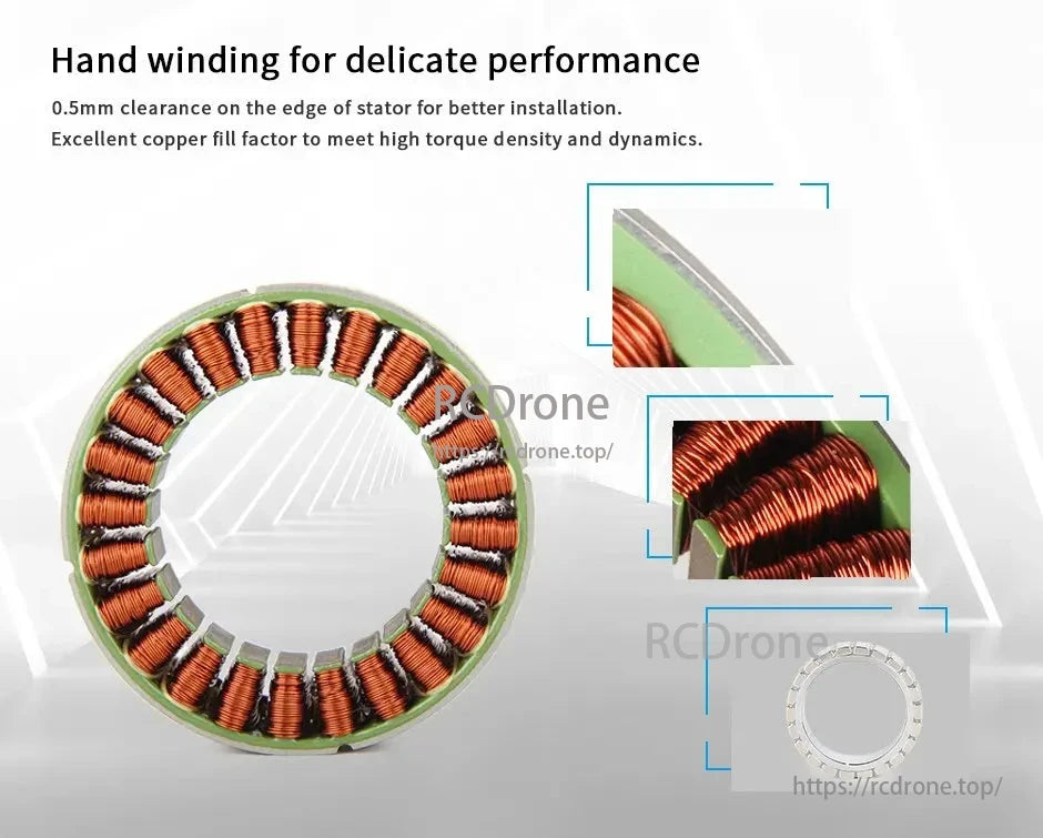 CubeMars RI60 Motor, Hand-wound stator with 0.5mm clearance for optimal performance.