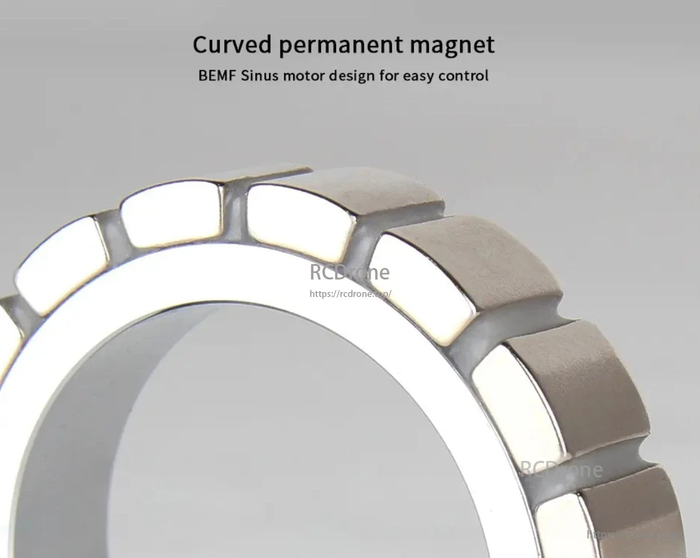 CubeMars RI70 Motor, Curved permanent magnet BEMF Sinus motor design for easy control.