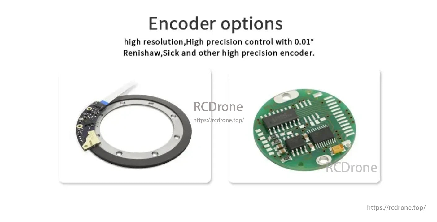 CubeMars RI70 Motor, High-resolution encoders from Renishaw and Sick offer precise control with 0.01° accuracy.