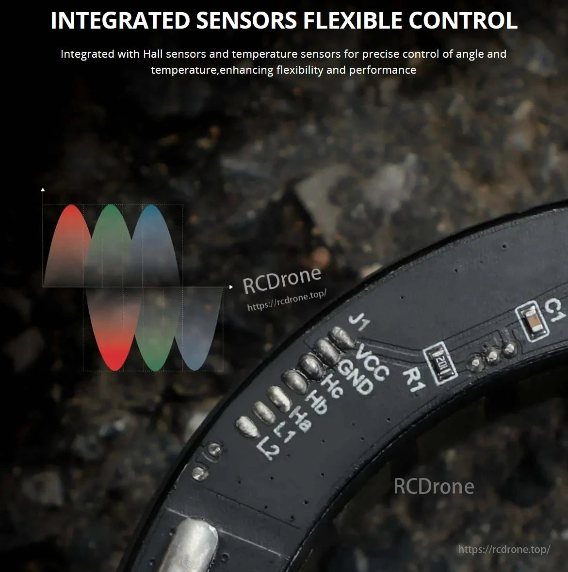 The CubeMars RI75 Motor features Hall and temperature sensors for accurate angle and temperature control, improving flexibility and performance.