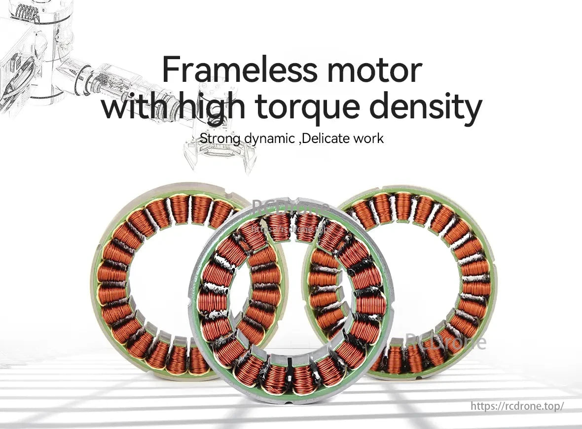 CubeMars RI80 Torque Motor, Frameless motor with high torque density. Strong dynamic, delicate work.