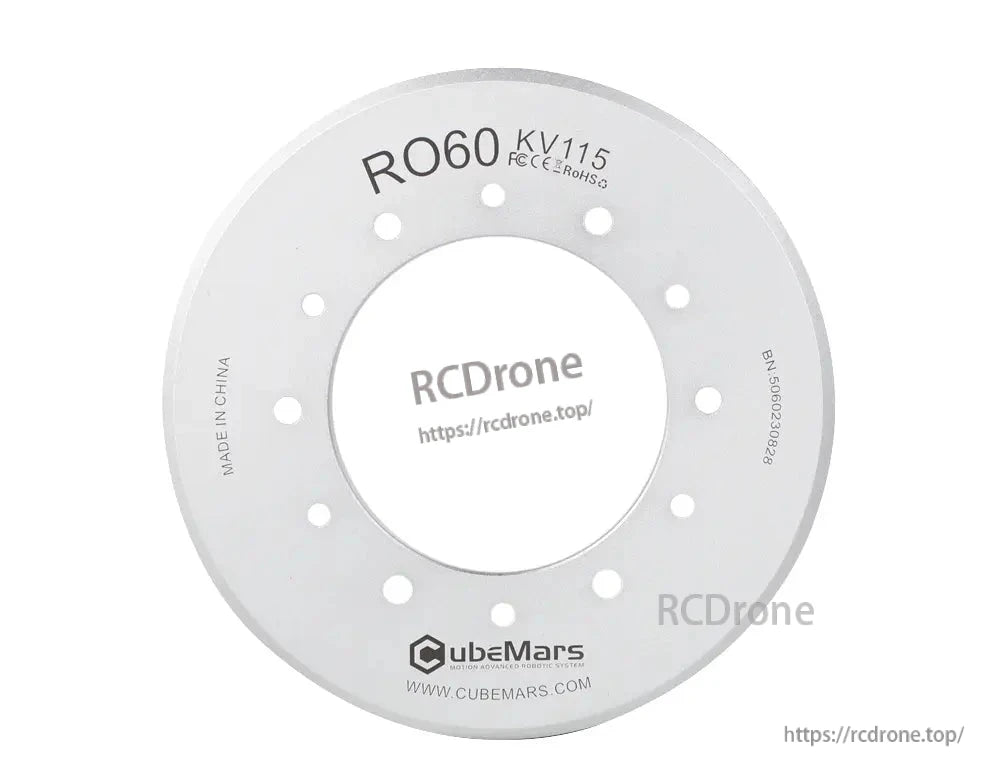 CubeMars RO60 KV115 Frameless Outrunner Torque Motor 48V 0.8Nm Hall & Temp Sensors for Cobot Arm, Robotics