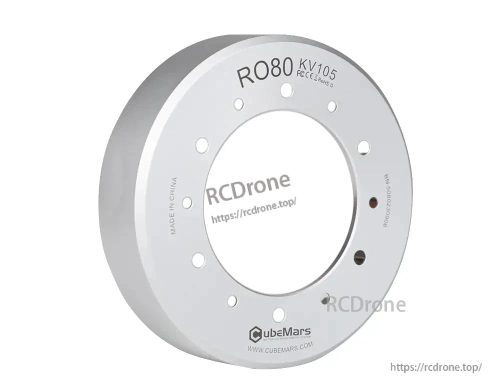 CubeMars RO80 KV105 frameless outrunner torque motor, 48V, 1.3-4Nm, 3600rpm, for cobot arm robotics, made in China.