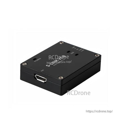 S-LINK V1.0 communication module angled view showing micro USB port and top status label cutouts
