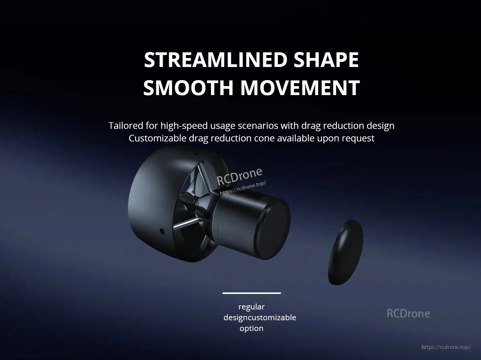 CubeMars SW12 Underwater Thruster, Streamlined design for smooth, high-speed movement with drag reduction and customizable options.