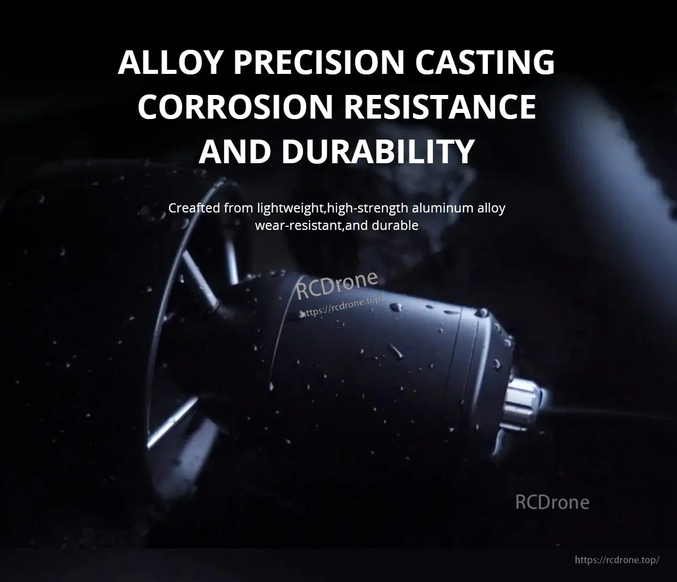 CubeMars SW17 Underwater Thruster, Corrosion-resistant, durable, lightweight aluminum alloy thruster with high strength.