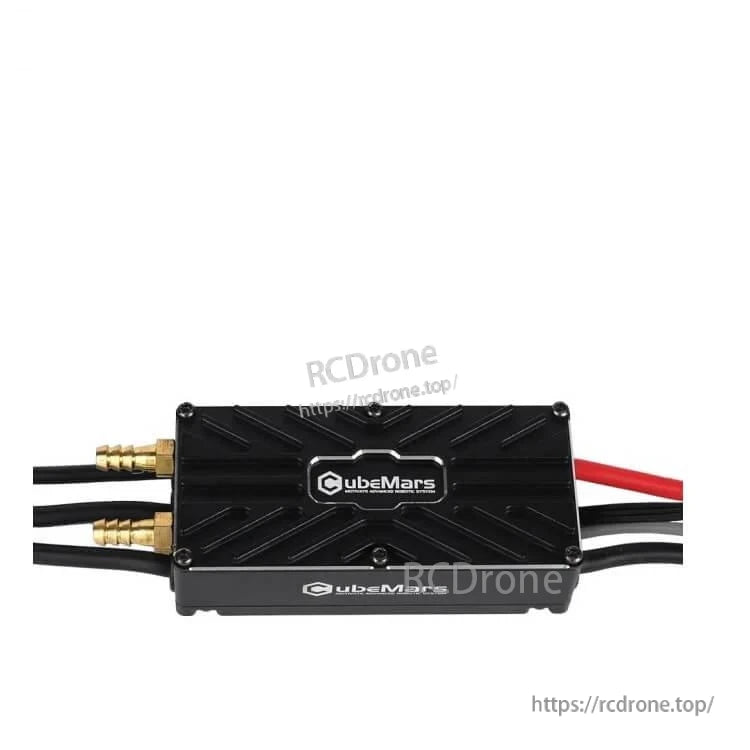 CubeMars ESC horizontal view with CubeMars logo and wiring harness on both ends