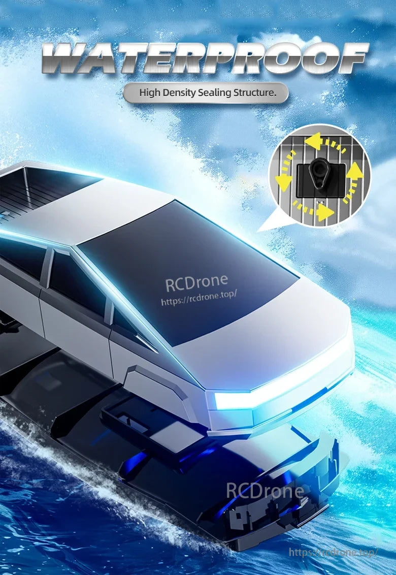 Cyberpunk 2.4GHz High‑Speed RC Boat, Ready-to-go device powered by rechargeable lithium battery with up to 50 minutes endurance and low-battery alert.