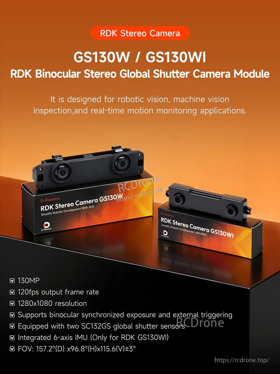 D-Robotics RDK GS130W/GS130WI binocular stereo global shutter camera module with retail packaging