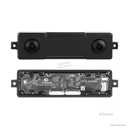 GS130WI front housing and rear PCB shown together, labeled CAM1 and CAM2 connectors