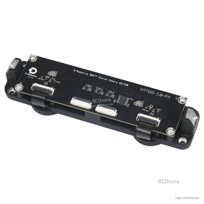 Rear PCB view of RDK stereo camera GS130W showing board markings and ribbon connectors