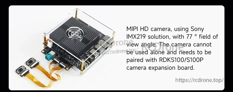 MIPI HD camera kit using Sony IMX219 with 77° field of view, for use with RDK S100/S100P expansion board