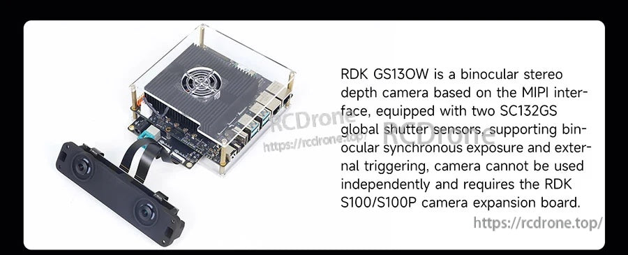 RDK GS130W binocular stereo depth camera with dual SC132GS global shutter sensors for synchronized capture