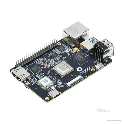 Angled view of D-Robot RDK X3 board highlighting 40‑pin header and rear connector layout