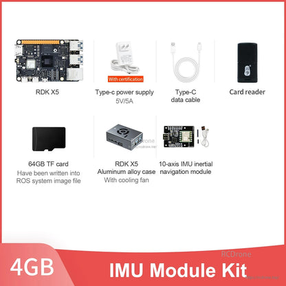 RDK X5 4GB IMU module kit contents including 10-axis IMU inertial navigation module with case and accessories