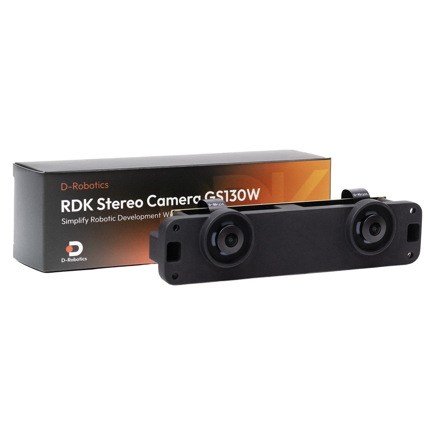 D-Robotics RDK GS130W binocular stereo global shutter camera module with retail box, angled view