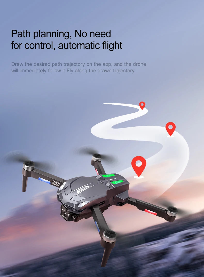 D11 Drone, Autonomous flight with path planning: draw a route on an app, and a drone will automatically follow the trajectory.