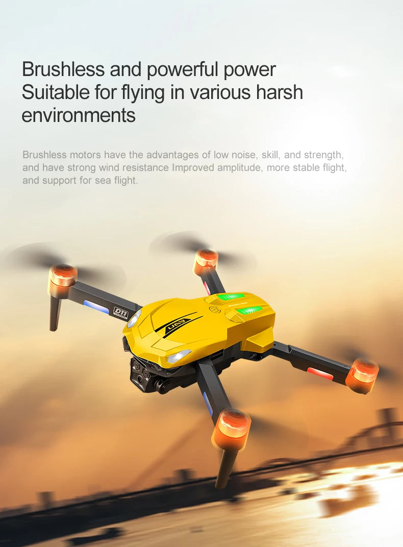 D11 Drone, A brushless motor suitable for harsh environments, offering low noise, high strength, and strong wind resistance, with improved amplitude for stable flight.