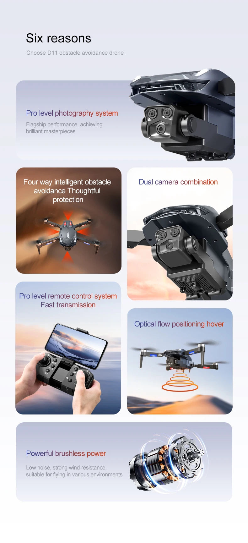 D11 Drone, The D11 Obstacle Avoidance Drone Pro offers flagship performance, intelligent obstacle detection, dual cameras, and advanced remote control features.