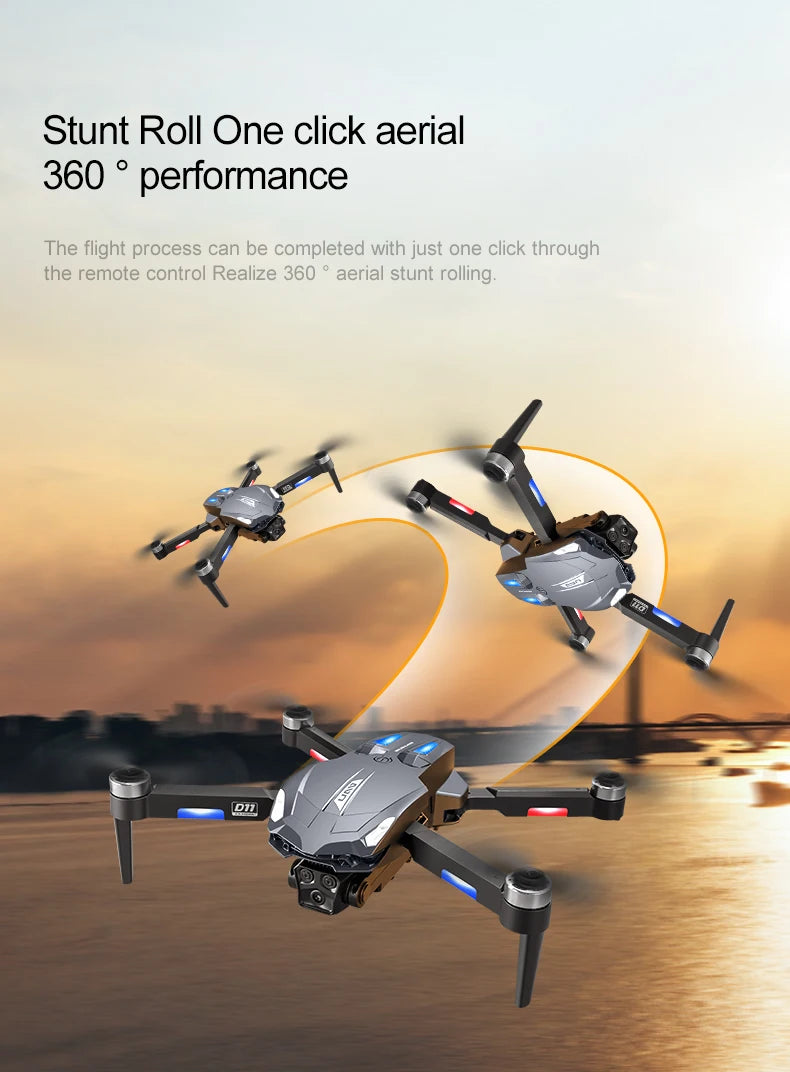 D11 Drone, Perform one-click aerial stunts with a single click using a remote control.