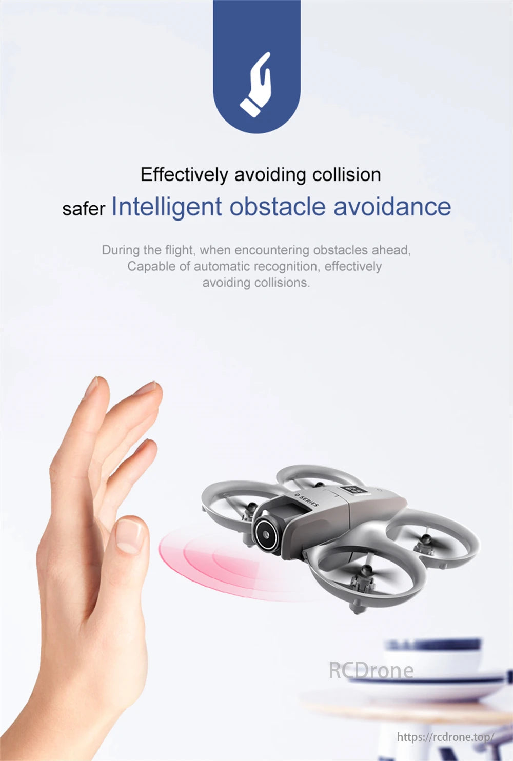 D16 Mini Drone, Intelligent obstacle avoidance effectively prevents collisions during flight.