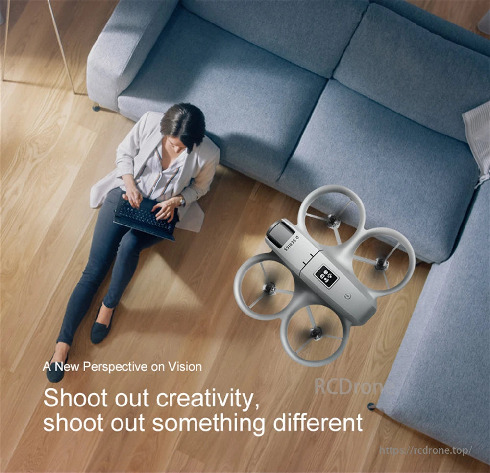 D16 Mini Drone, A woman uses a drone to capture creative, unique perspectives in photography or videography.