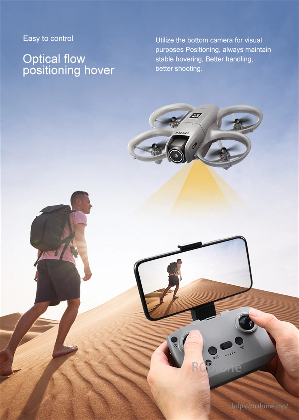 D16 Mini Drone, Easy control, optical flow positioning, stable hovering, better handling, shooting.