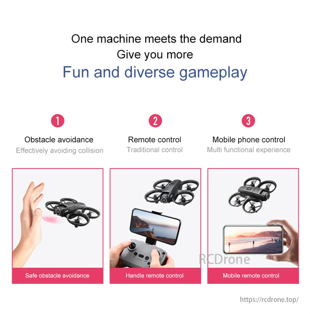 D16 Mini Drone, One machine offers obstacle avoidance, remote and mobile phone control for varied gameplay.