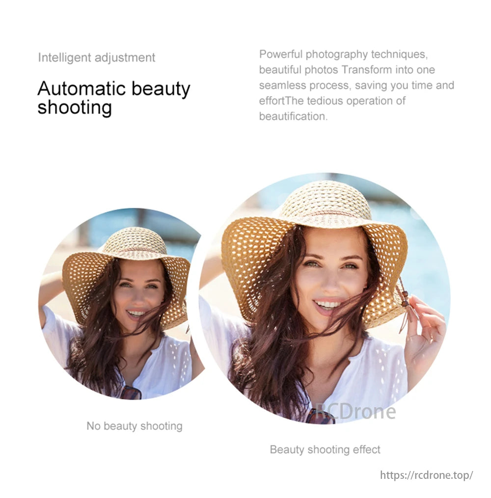 D16 Mini Drone, Automatic beauty shooting enhances photos, saving time and effort.