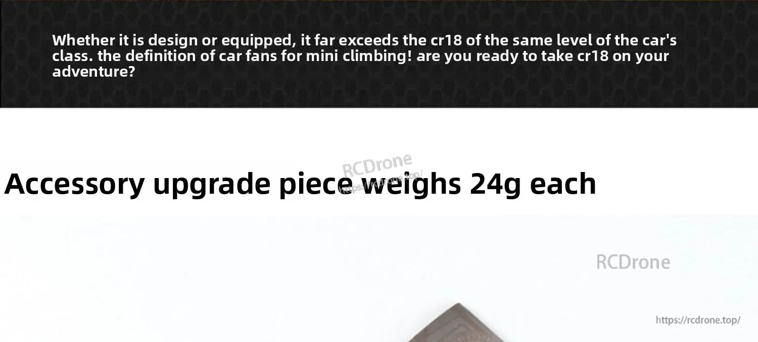 D1RC 1/18 2.4G Mini Off‑Road Rock Crawler RC Car, The D1RC 1/18 RC car surpasses class standards, perfect for mini climbing; each accessory upgrade adds just 24g.