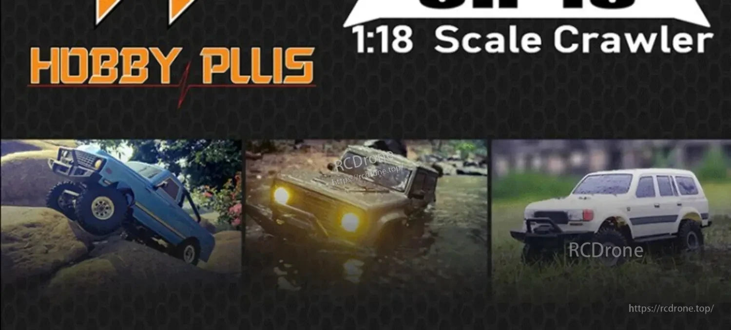 D1RC 1/18 2.4G Mini Off‑Road Rock Crawler RC Car, Beadlock wheel set with soft all-terrain rubber tires for traction on rocky, sandy, and grassy terrain.