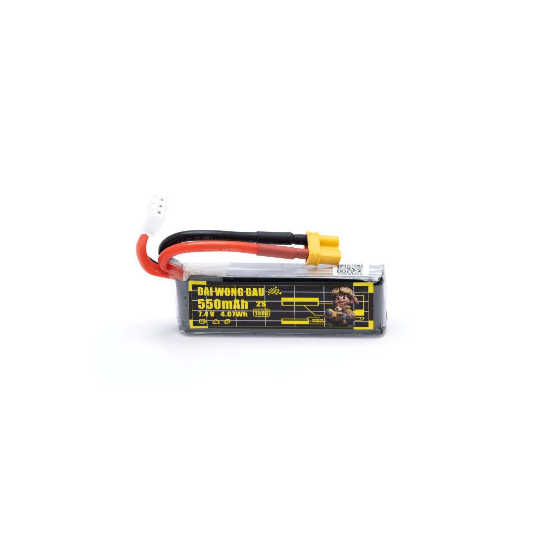 DAI WONG GAU 7.4V 2S 550mAh 150C LiPo Battery with XT30 connector, front label view
