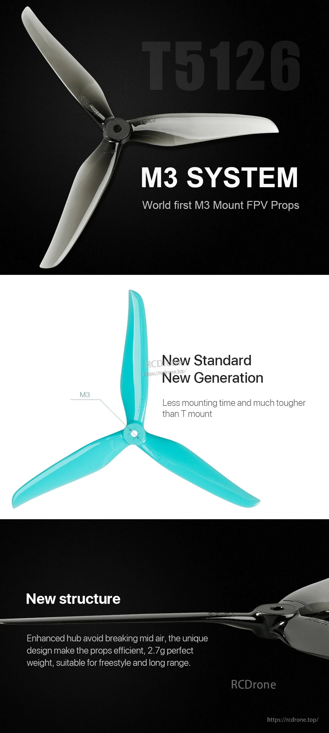 DALPROP New Cyclone M3 Mount T5126 Props