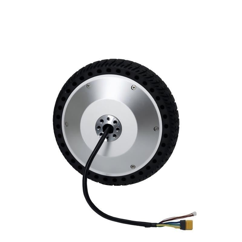 DAMIAO DM-H65-1EC wide-voltage hub motor with tire, front face plate and power/signal cable