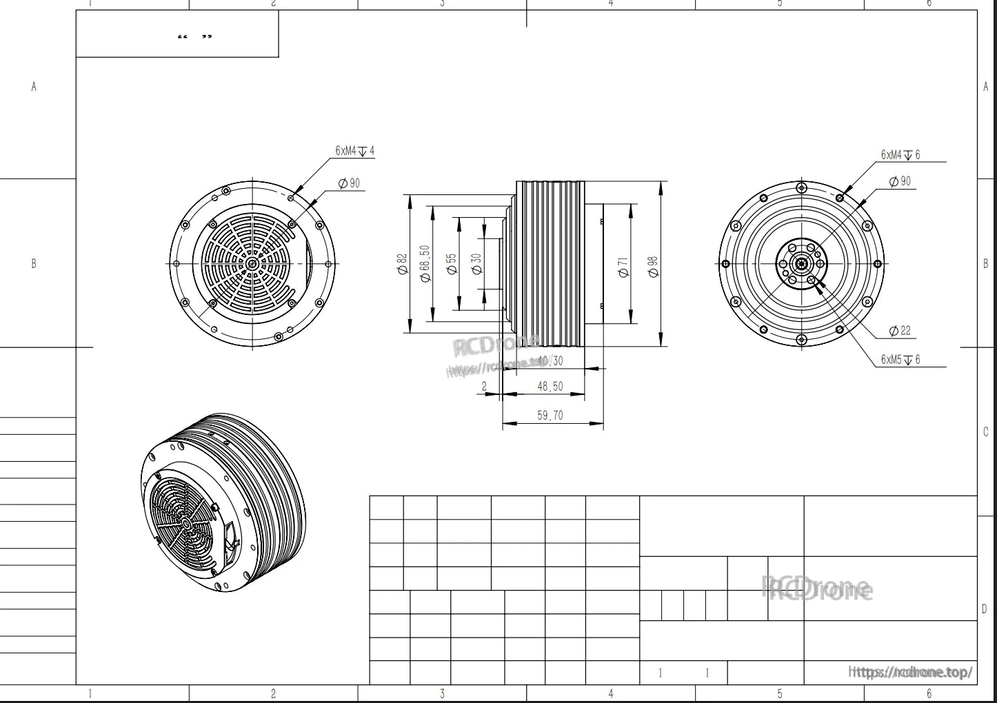 DAMIAO DM-J8006 Motor, dibujo de instalación DM-J8006-2EC V1.1