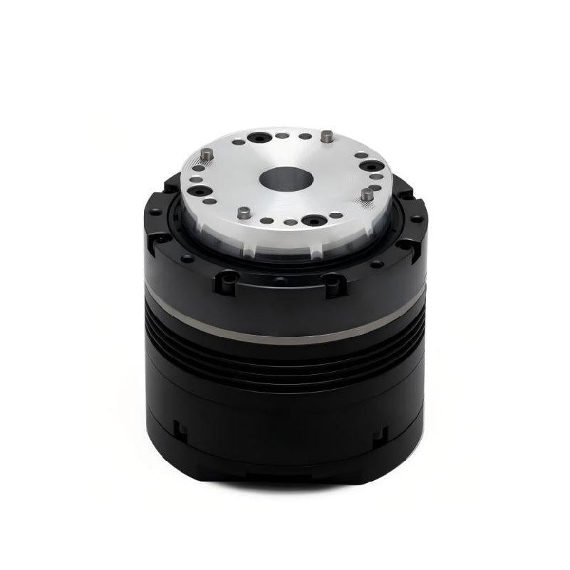 DAMIAO DM-JH14-2EC dual encoder motor, top view with silver mounting faceplate and bolt holes