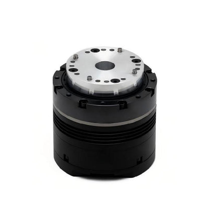 DAMIAO DM-JH14-2EC dual encoder motor, top view with silver mounting faceplate and bolt holes