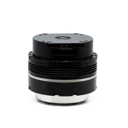 Side profile of DAMIAO DM-JH17-2EC motor showing finned body and recessed connector port