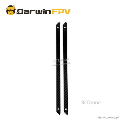 Pair of long carbon fiber side rails with mounting holes at both ends