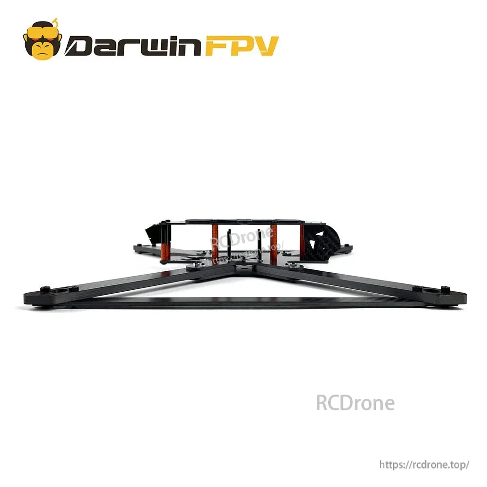 Opposite side profile of assembled frame showing long arms and center hardware arrangement