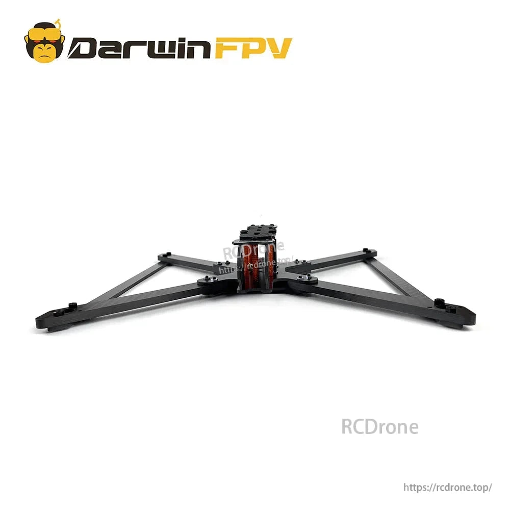 DARWIN X9 Quadcopter FPV Frame low front angle showing wide arm stance and center standoffs