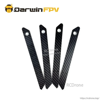 Set of four carbon fiber arm braces with single mounting hole at one end