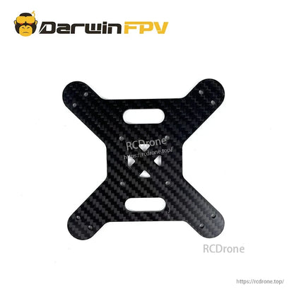Carbon fiber center plate with four rounded corners and two rectangular cutouts