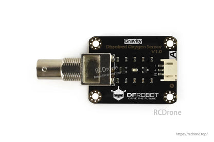 The Gravity Dissolved Oxygen Sensor V1.0 from DFRobot measures 0–20 mg/L, uses BNC and 3.3–5.5 V, compatible with Arduino, Raspberry Pi, ESP32.