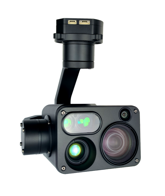 TOPOTEK DIT30B Four-Sensor Drone Gimbal Camera with 30X Optical Zoom, 1080P EO, 640×512 IR Thermal Imaging, and 1800m Laser Range Finder