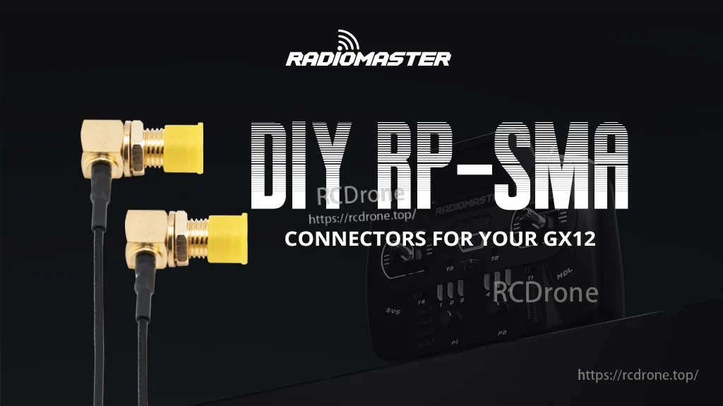 RadioMaster DIY 90-degree RP-SMA cable set with right-angle connectors for GX12 and TX16S MK3