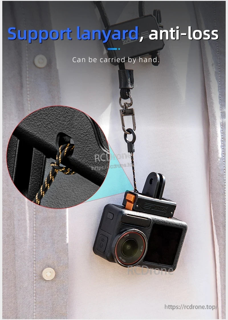 DJI Action 5 Mount, Support lanyard, anti-loss. Can be carried by hand.